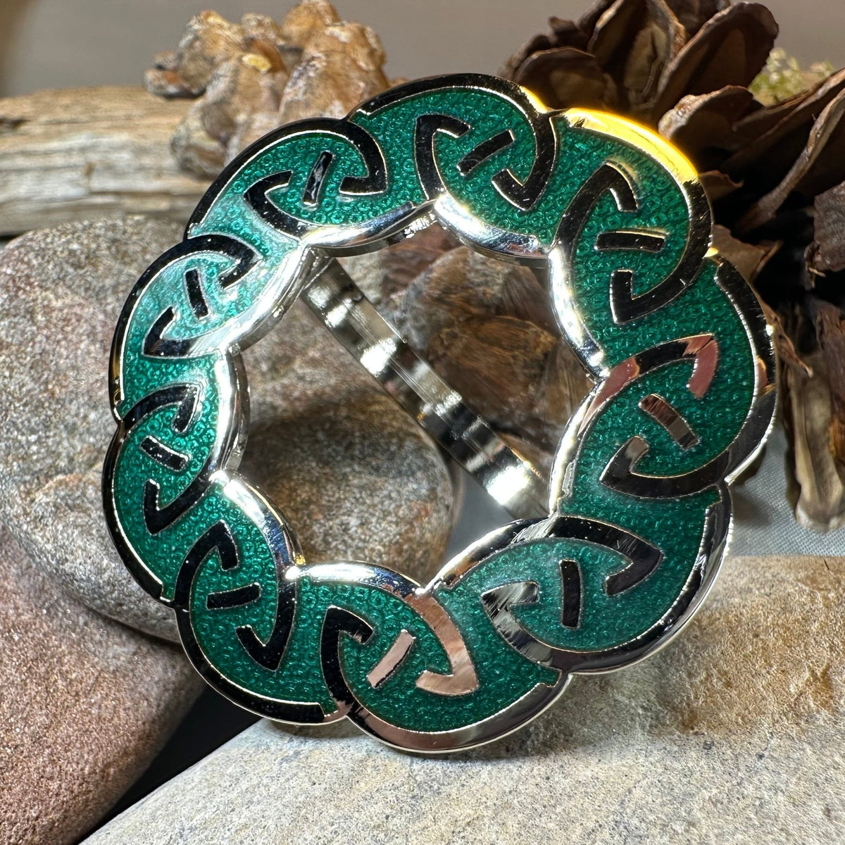 Enamel Green Celtic Knot Scarf Ring Scarf Ring La Vie Bien Enamel Green Celtic Knot Scarf Ring