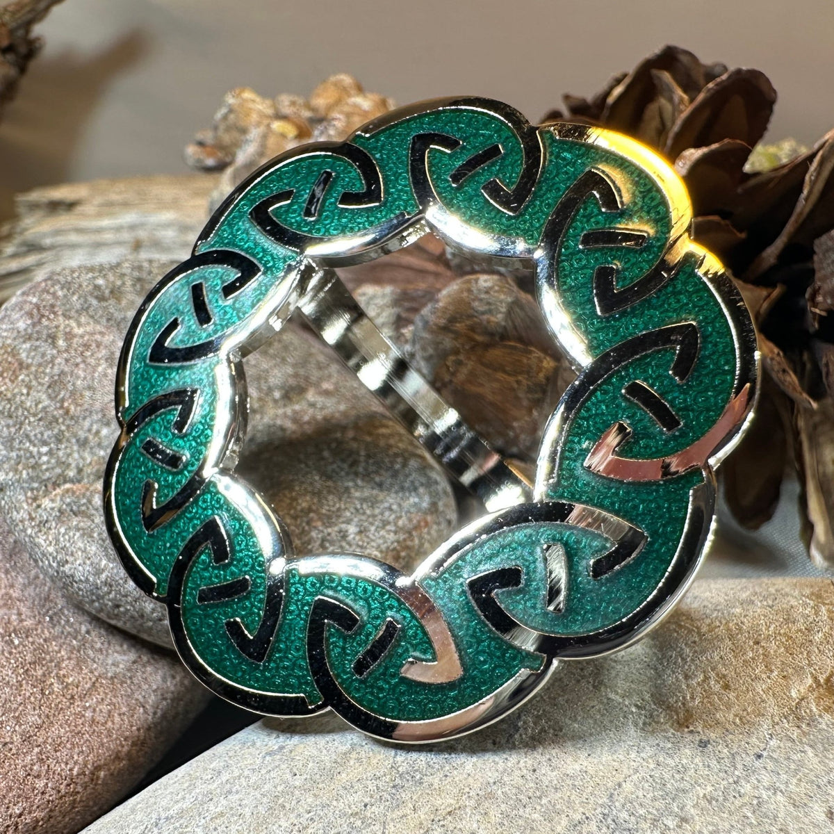Enamel Green Celtic Knot Scarf Ring Scarf Ring La Vie Bien Enamel Green Celtic Knot Scarf Ring