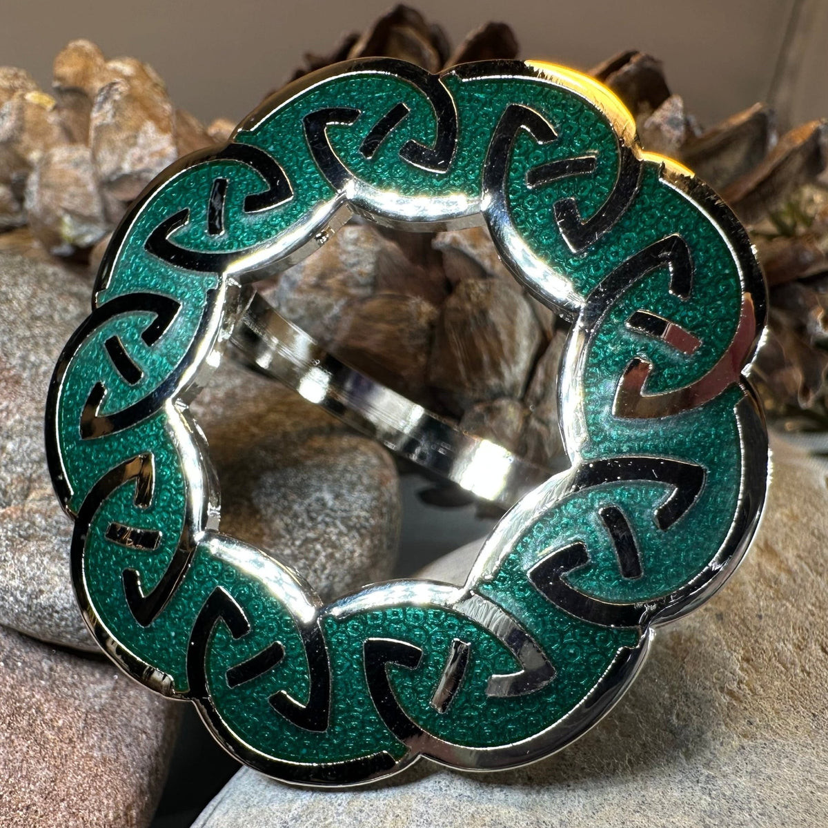 Enamel Green Celtic Knot Scarf Ring Scarf Ring La Vie Bien Enamel Green Celtic Knot Scarf Ring