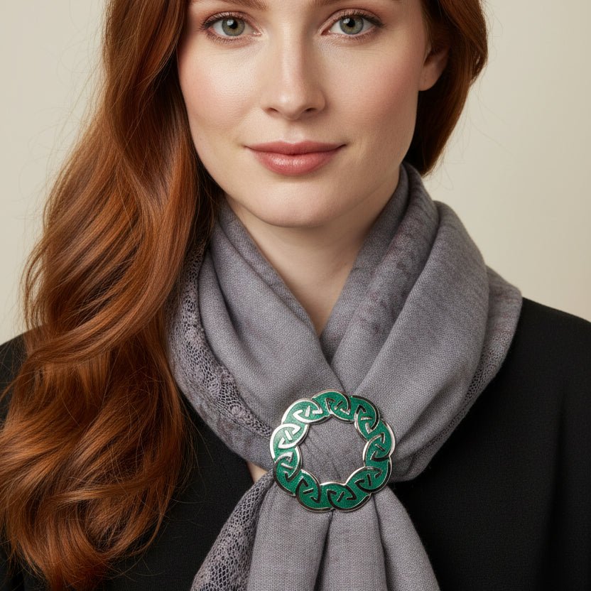 Enamel Green Celtic Knot Scarf Ring Scarf Ring La Vie Bien Enamel Green Celtic Knot Scarf Ring