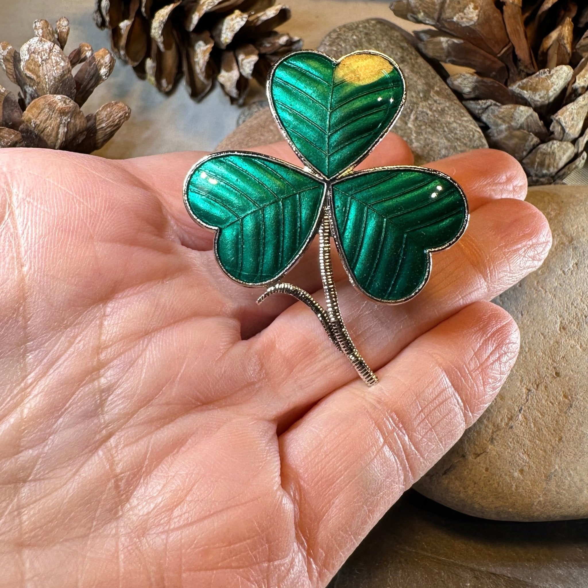 Enamel Green Irish Shamrock Scarf Ring Scarf Ring La Vie Bien Enamel Green Irish Shamrock Scarf Ring