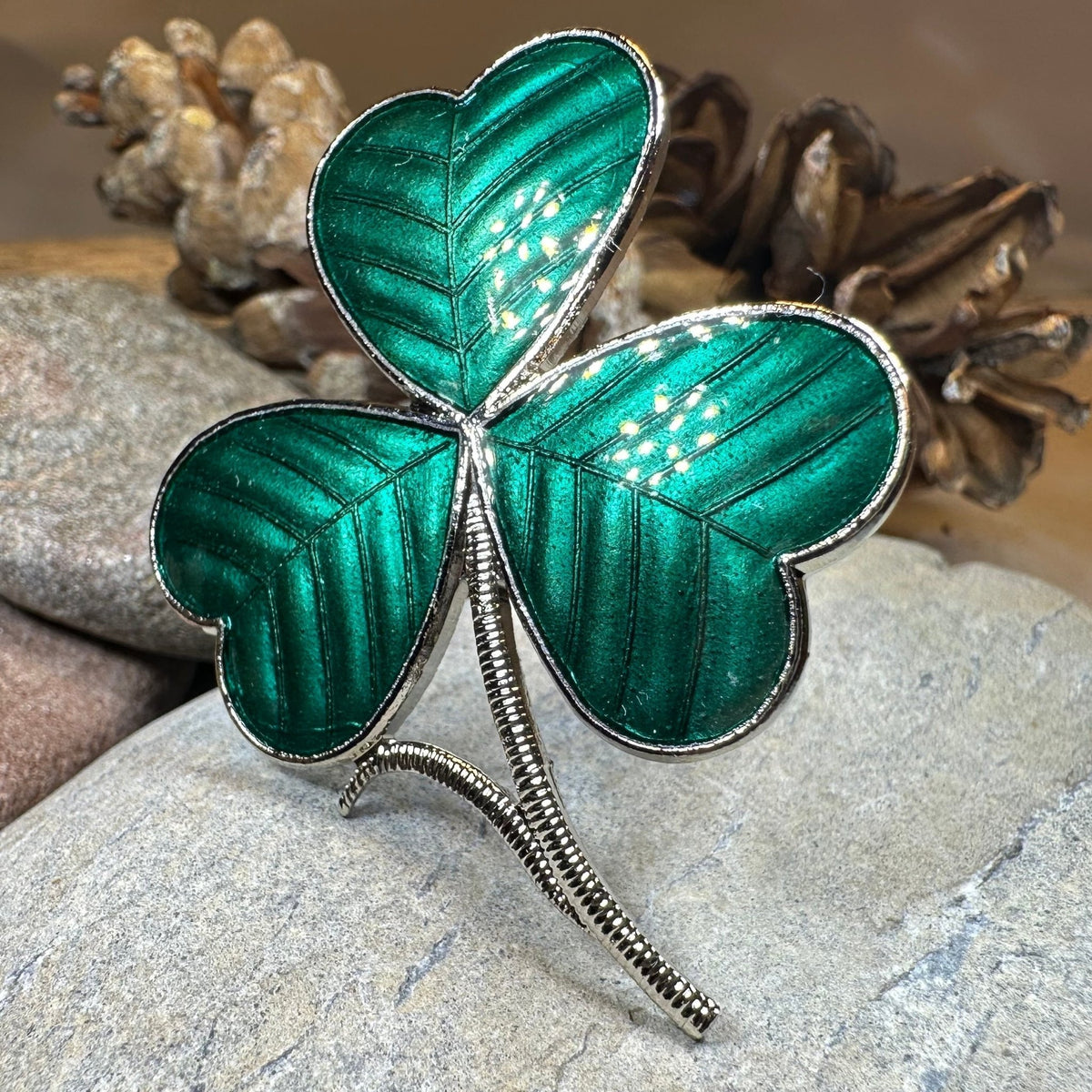 Enamel Green Irish Shamrock Scarf Ring Scarf Ring La Vie Bien Enamel Green Irish Shamrock Scarf Ring