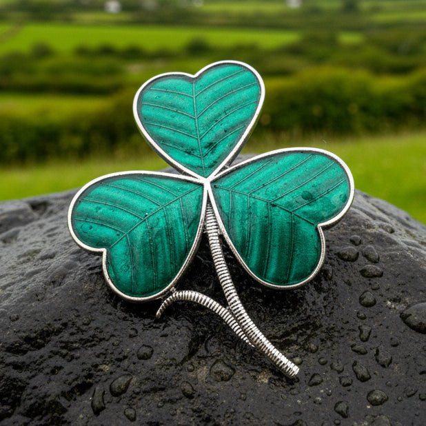 Enamel Green Irish Shamrock Scarf Ring Scarf Ring La Vie Bien Enamel Green Irish Shamrock Scarf Ring