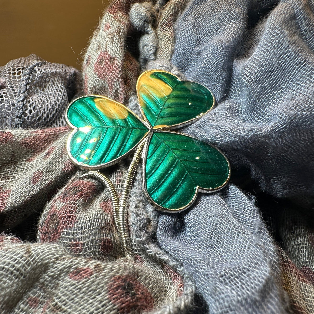 Enamel Green Irish Shamrock Scarf Ring Scarf Ring La Vie Bien Enamel Green Irish Shamrock Scarf Ring