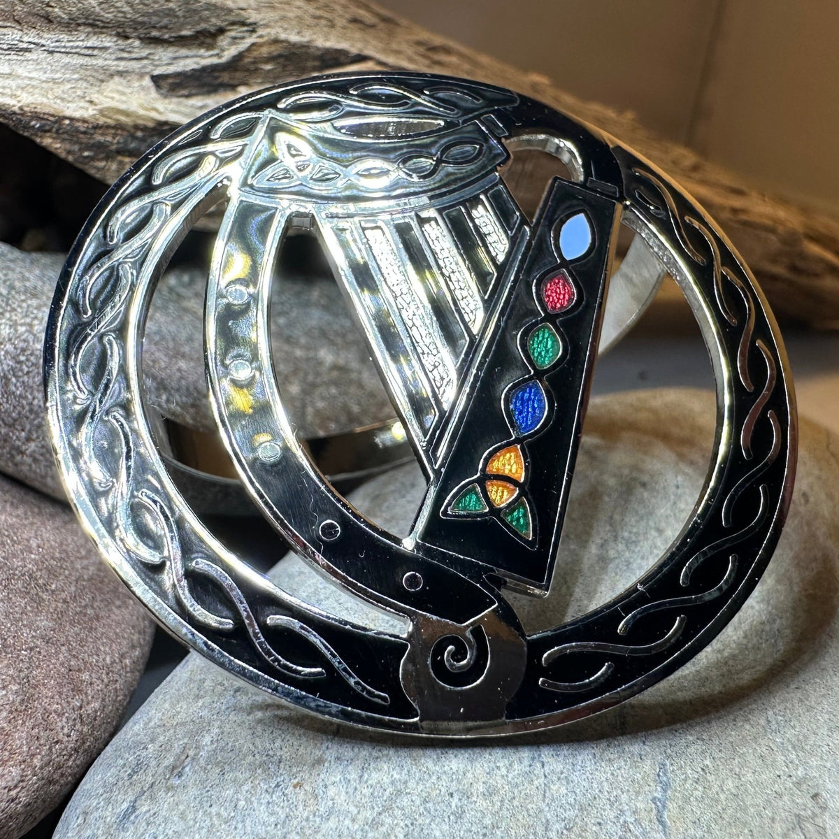 Enamel Irish Celtic Harp Scarf Ring Scarf Ring La Vie Bien Enamel Irish Celtic Harp Scarf Ring