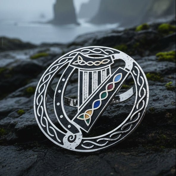 Enamel Irish Celtic Harp Scarf Ring Scarf Ring La Vie Bien Enamel Irish Celtic Harp Scarf Ring