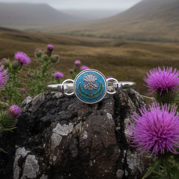 Enamel Scottish Thistle Bracelet for Women Bracelet La Vie Bien Enamel Scottish Thistle Bracelet for Women