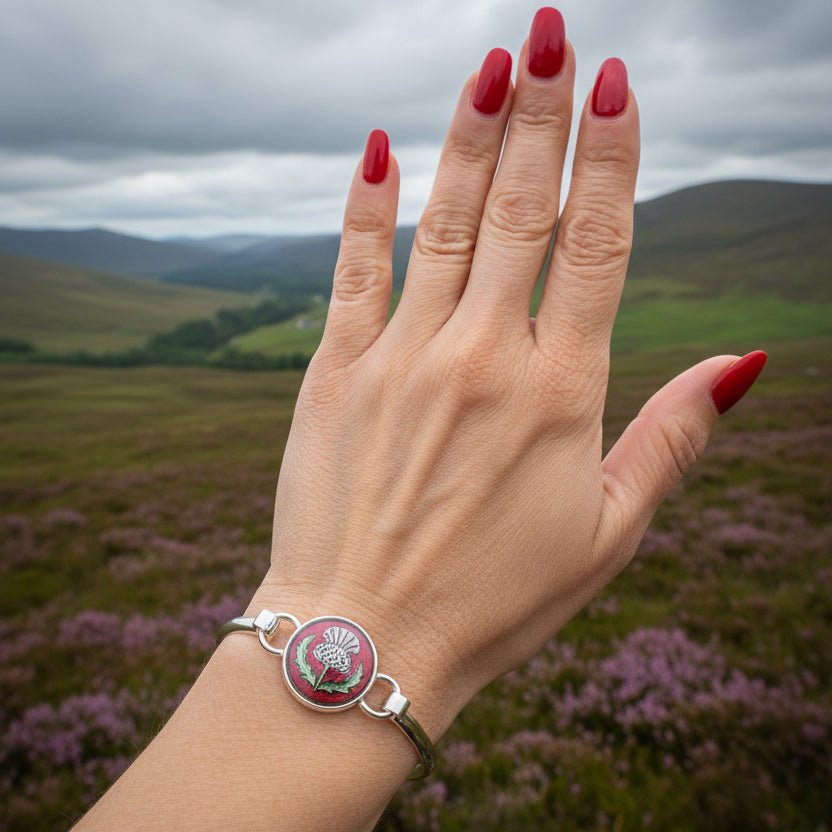 Enamel Scottish Thistle Bracelet for Women Bracelet La Vie Bien Enamel Scottish Thistle Bracelet for Women