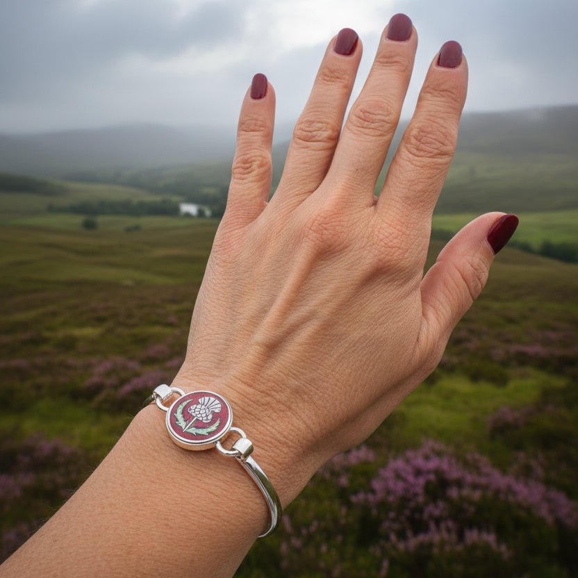 Enamel Scottish Thistle Bracelet for Women Bracelet La Vie Bien Enamel Scottish Thistle Bracelet for Women