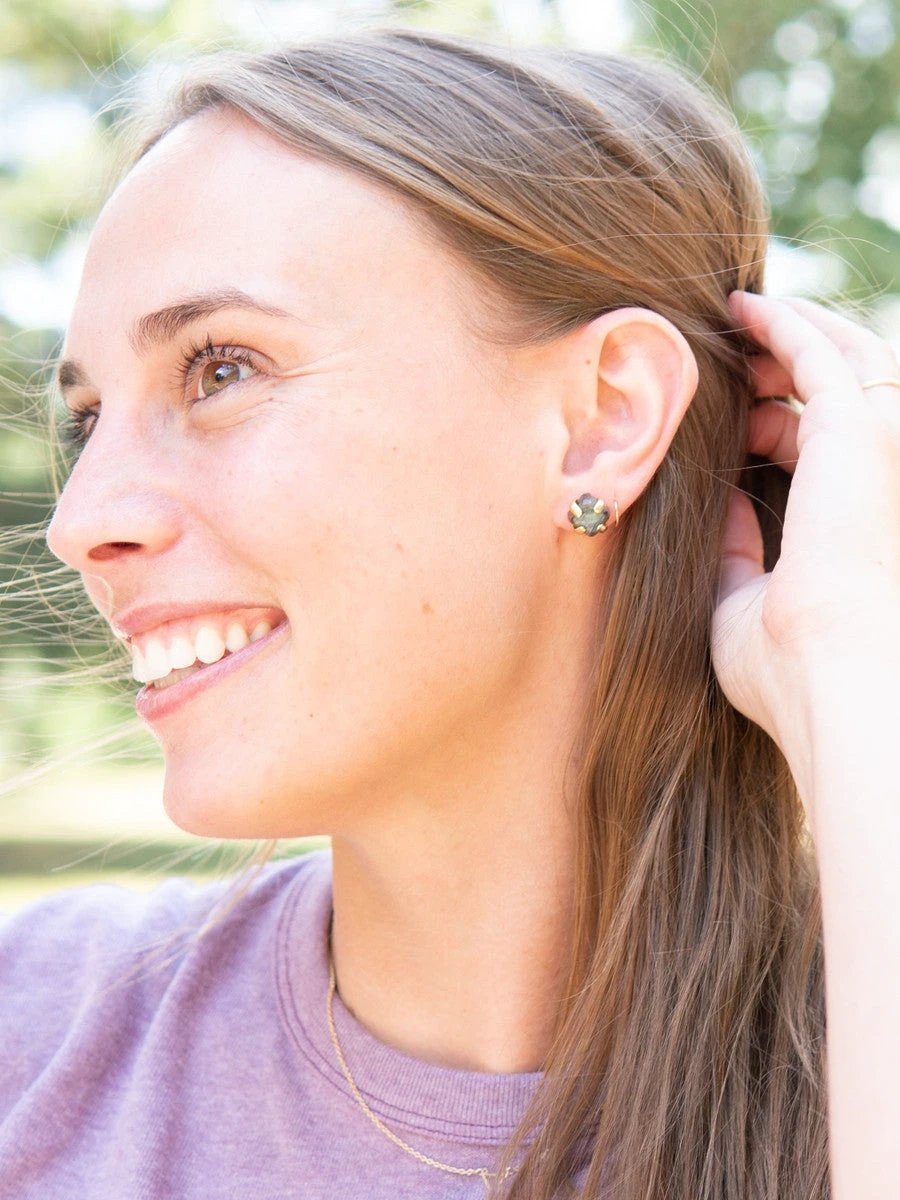 Encaged Labradorite Studs