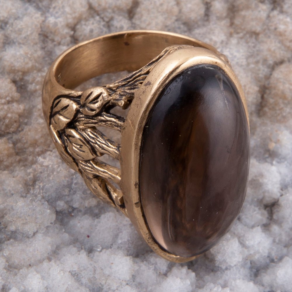 Enchanted Faceted Black Smoky Quartz Golden Ring Rings La Vie Bien Enchanted Faceted Black Smoky Quartz Golden Ring