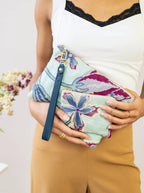 Enchanting Azure Embroidered Wristlet by Ash & Rose