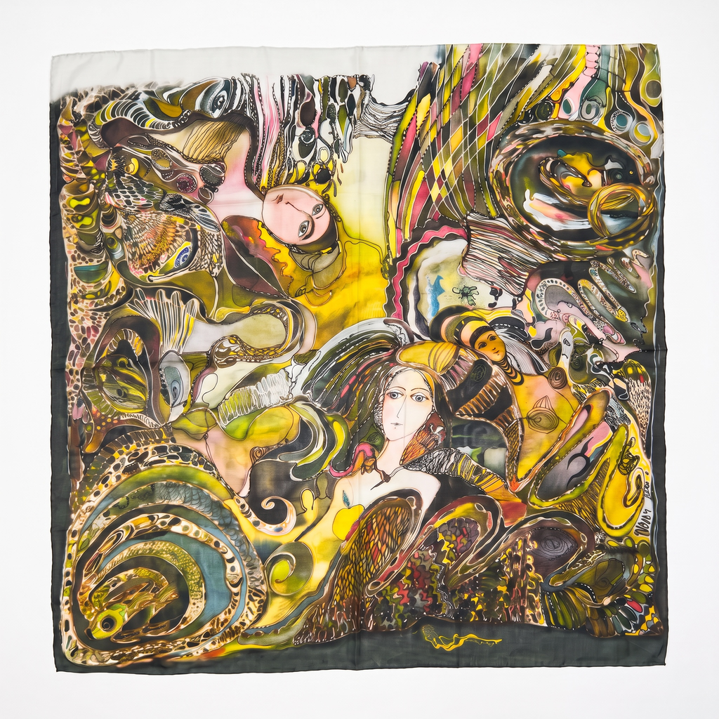 Enchanting Figures Scarf Silk scarf La Vie Bien Enchanting Figures Scarf