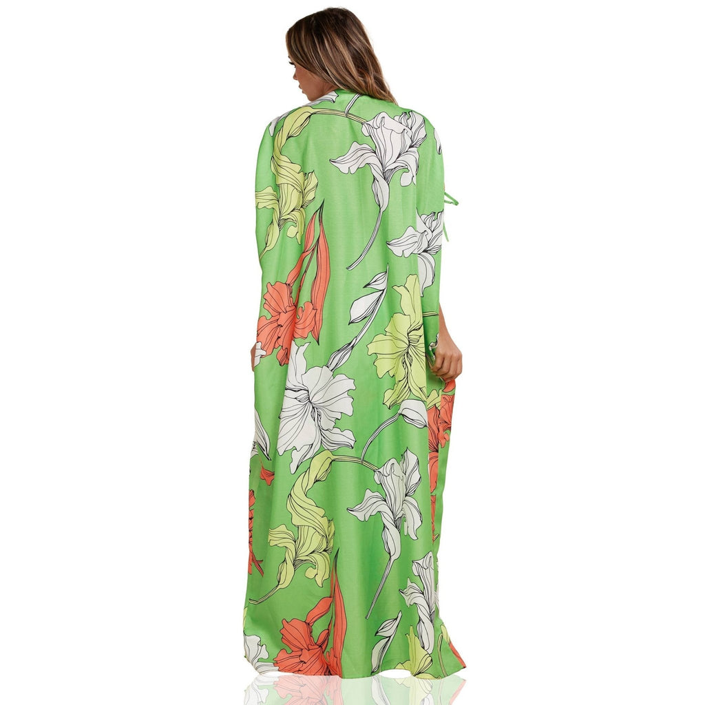 Enchanting Nature Seventies Vibe Leaf Flowy Pants and Robe Set [Size SM - L]