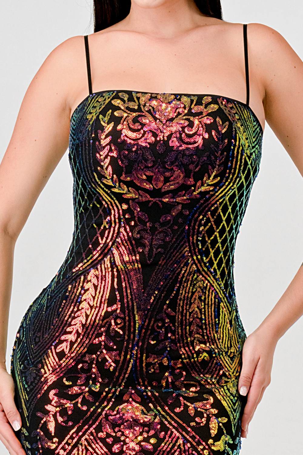 ENCHANTING PATTERN SEQUINS EMBELLISHED BACK SLIT MIDI DRESS Dress La Vie Bien ENCHANTING PATTERN SEQUINS EMBELLISHED BACK SLIT MIDI DRESS