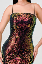 ENCHANTING PATTERN SEQUINS EMBELLISHED BACK SLIT MIDI DRESS Dress La Vie Bien ENCHANTING PATTERN SEQUINS EMBELLISHED BACK SLIT MIDI DRESS
