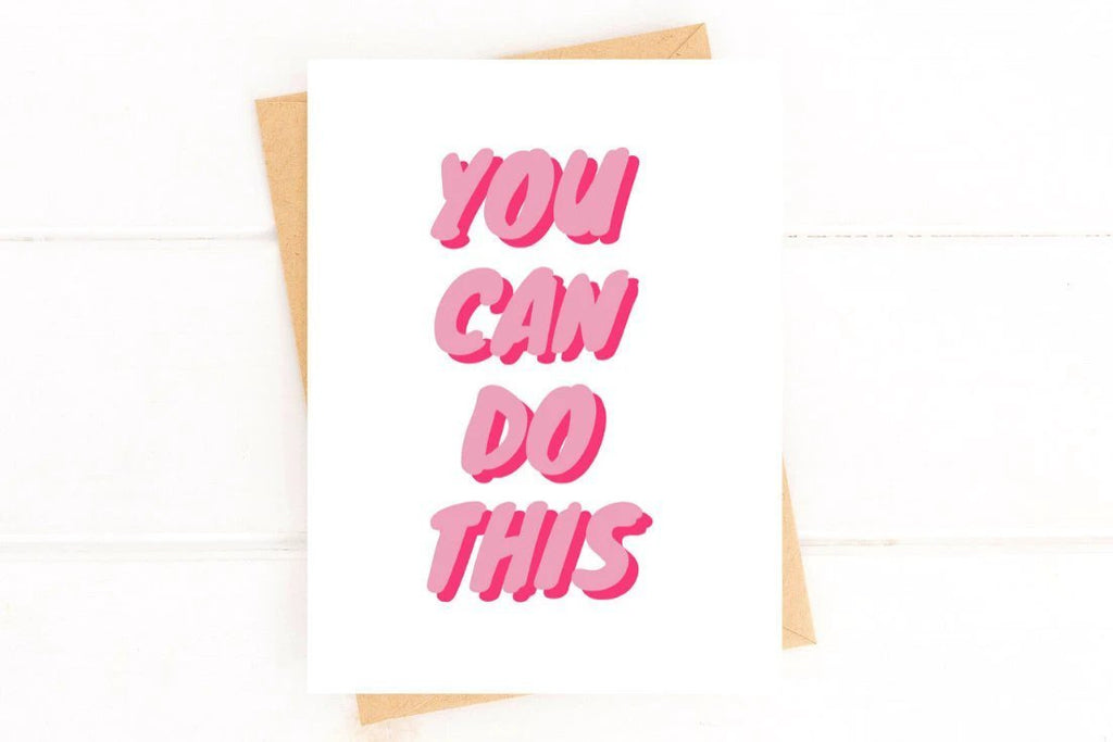 Encouragement Get Well Card – You Can Do This, Pink Support Greeting Card by Five Dot Post