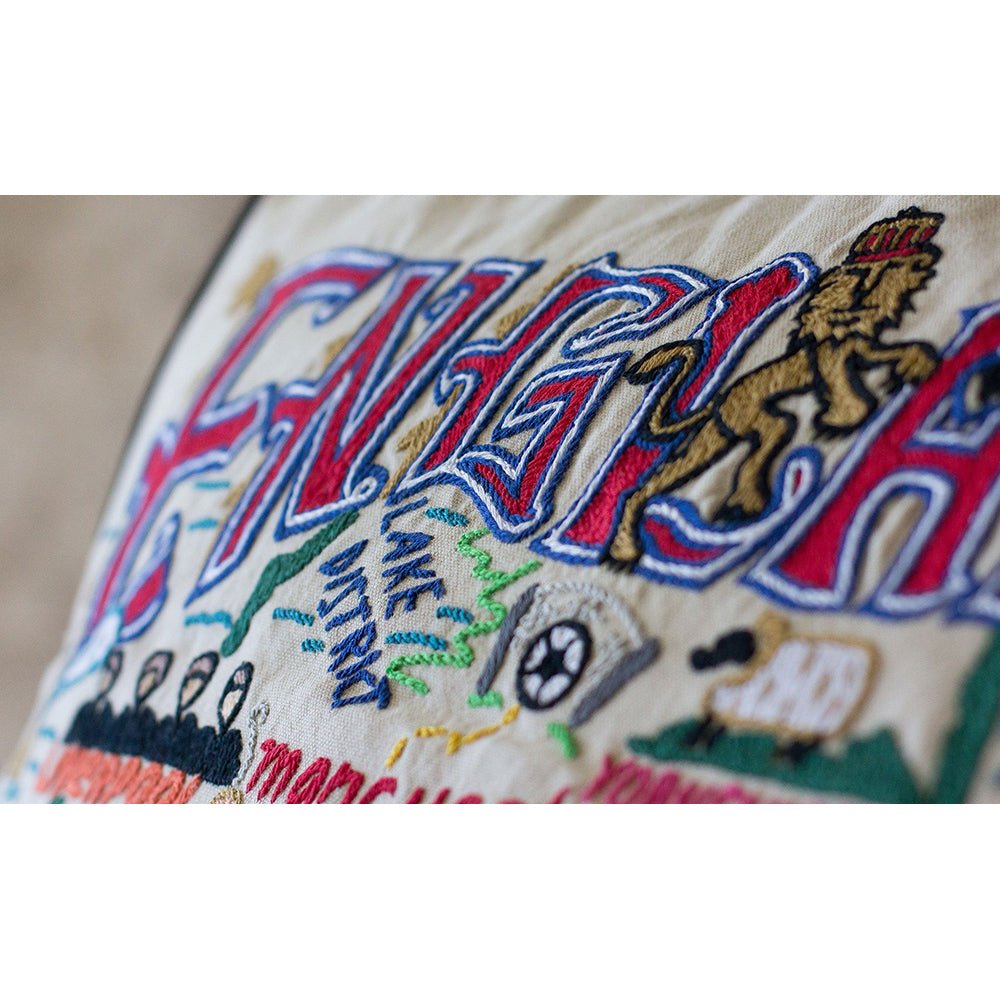 England Hand - Embroidered Pillow Pillows La Vie Bien England Hand - Embroidered Pillow