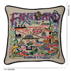 England Hand - Embroidered Pillow Pillows La Vie Bien England Hand - Embroidered Pillow
