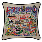 England Hand - Embroidered Pillow Pillows La Vie Bien England Hand - Embroidered Pillow