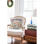 England Hand - Embroidered Pillow Pillows La Vie Bien England Hand - Embroidered Pillow