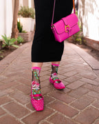 English Rose Black Sheer Crew Sock by Sock Candy