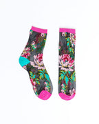 English Rose Black Sheer Crew Sock by Sock Candy