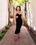 English Rose Black Sheer Crew Sock by Sock Candy