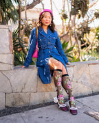 English Rose Black Sheer Knee High Sock by Sock Candy