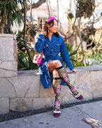 English Rose Black Sheer Knee High Sock by Sock Candy