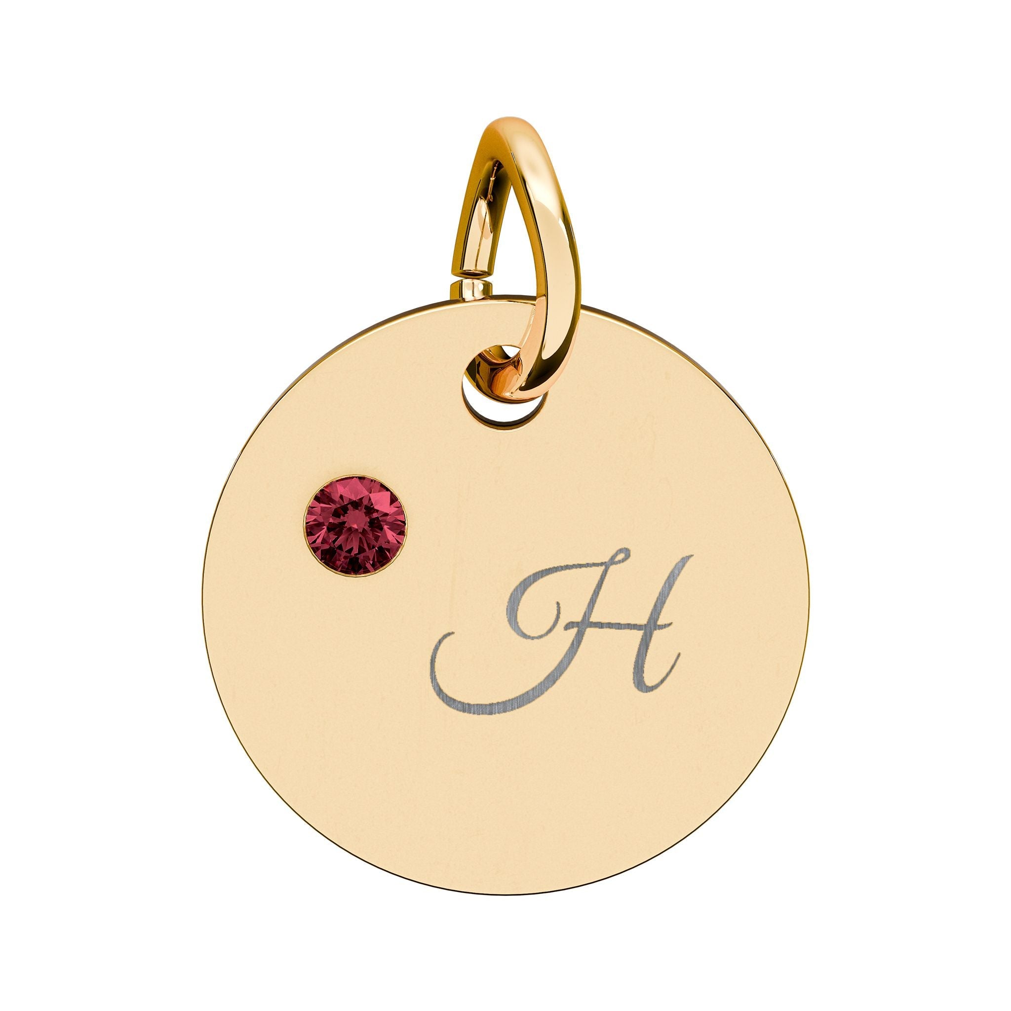 Engraved gold or silver initial Birthstone Circle Charm charm La Vie Bien Engraved gold or silver initial Birthstone Circle Charm
