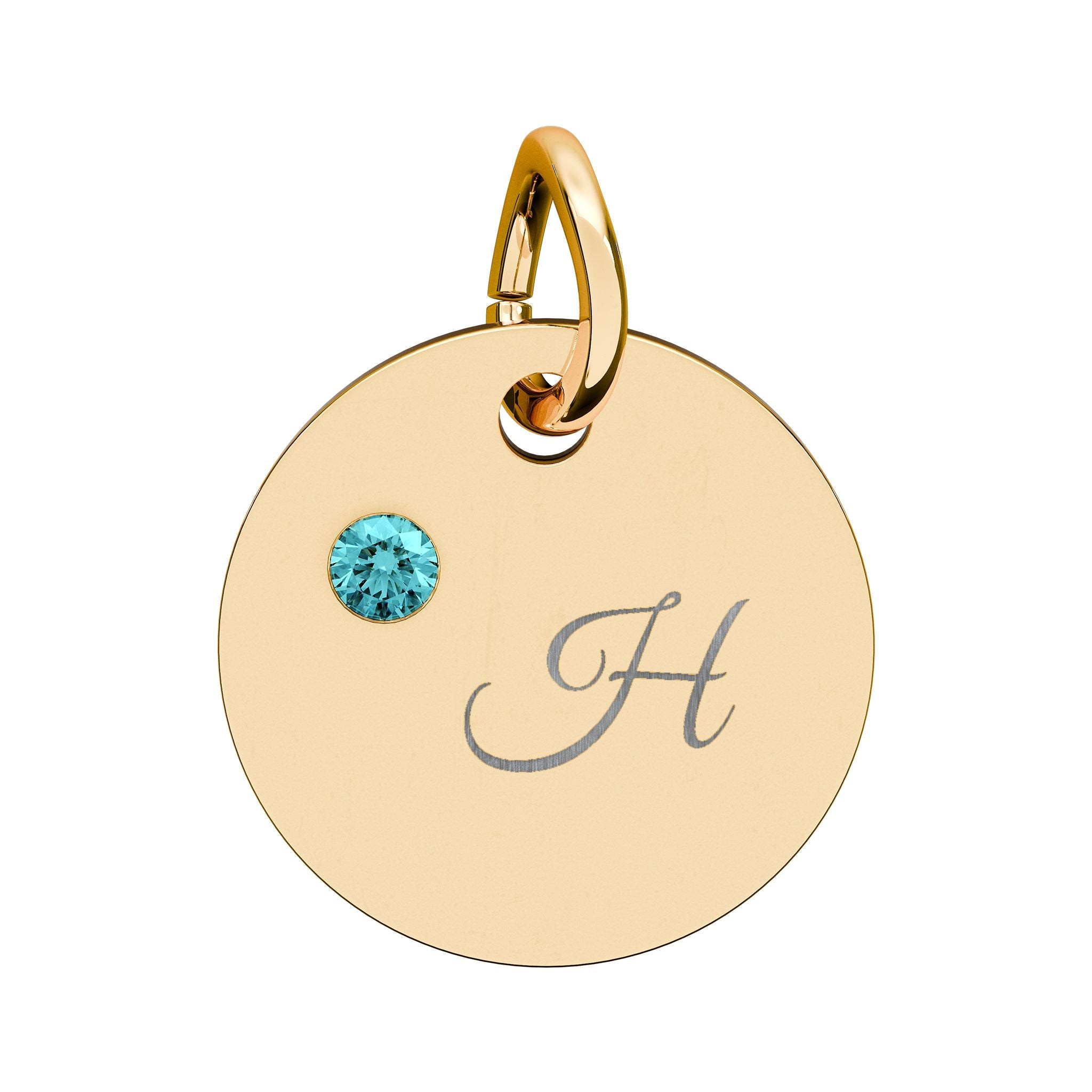 Engraved gold or silver initial Birthstone Circle Charm charm La Vie Bien Engraved gold or silver initial Birthstone Circle Charm