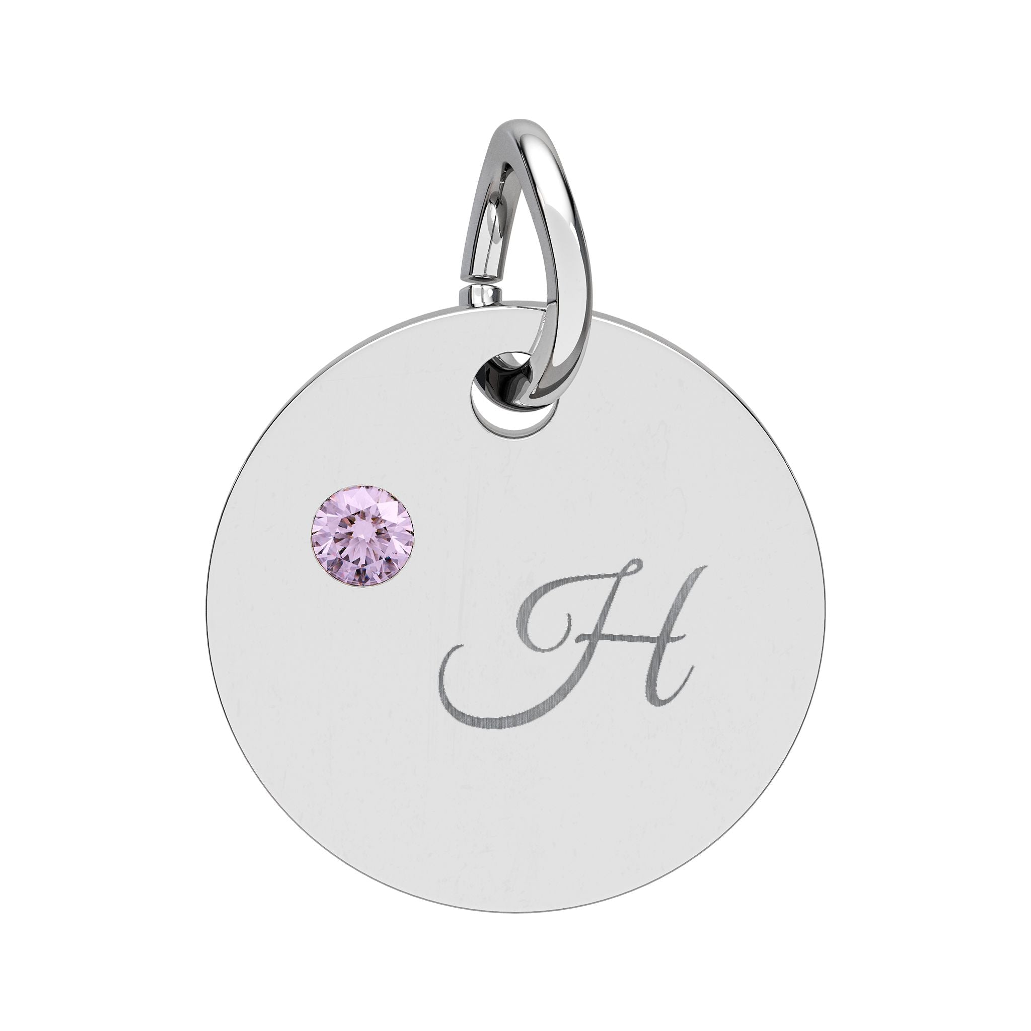 Engraved gold or silver initial Birthstone Circle Charm charm La Vie Bien Engraved gold or silver initial Birthstone Circle Charm
