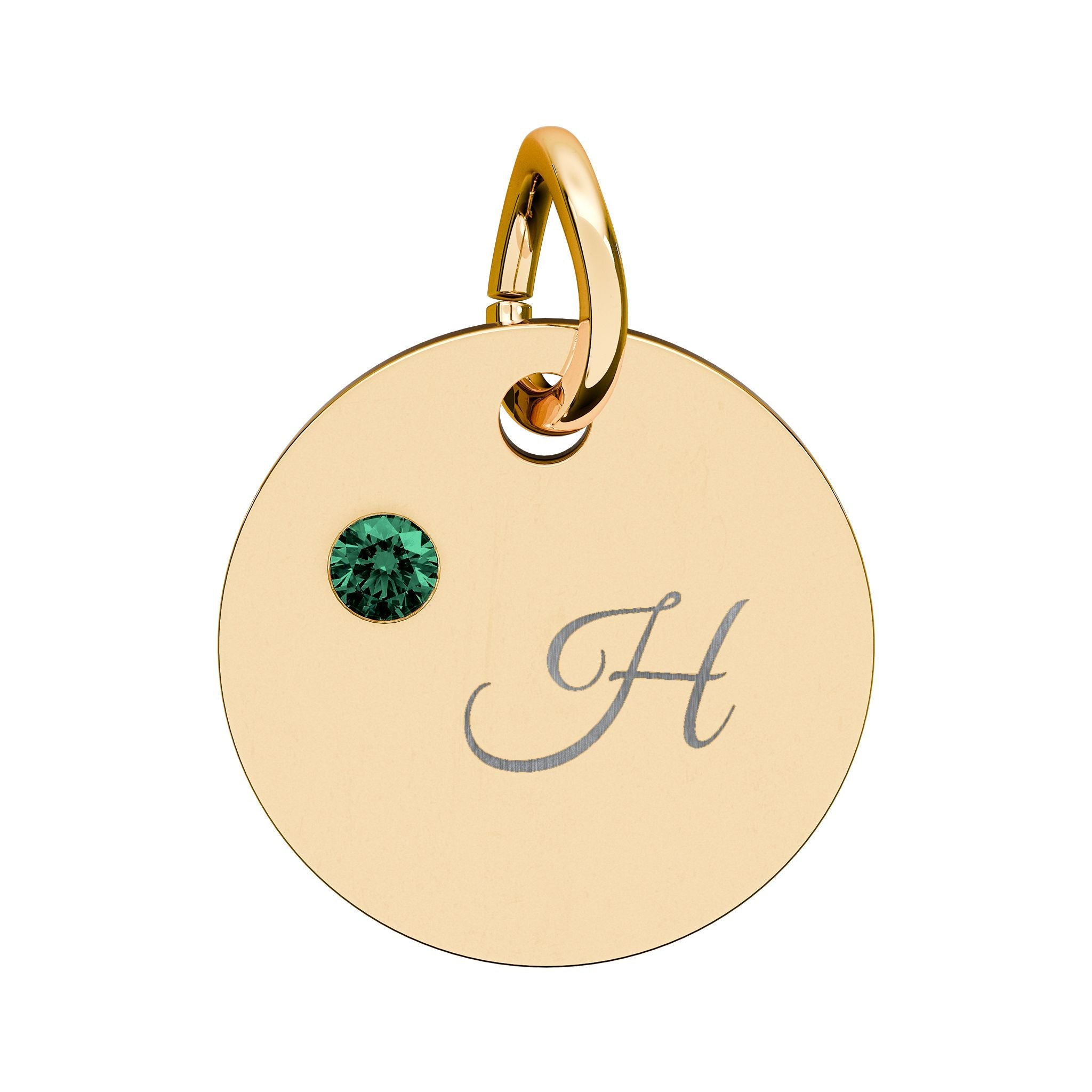 Engraved gold or silver initial Birthstone Circle Charm charm La Vie Bien Engraved gold or silver initial Birthstone Circle Charm