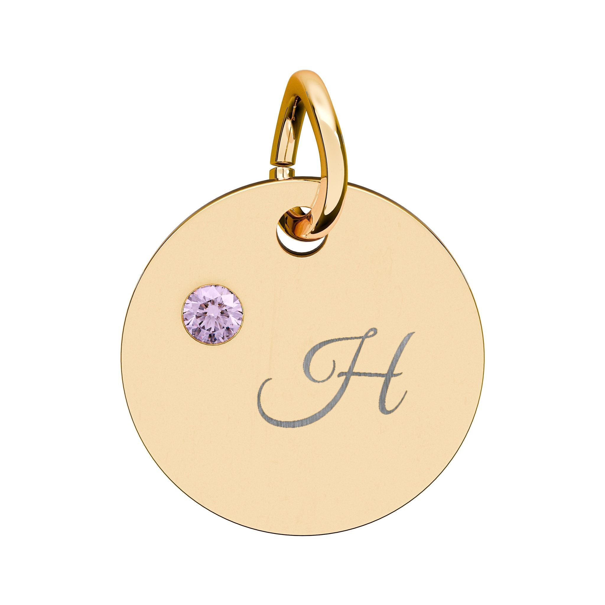 Engraved gold or silver initial Birthstone Circle Charm charm La Vie Bien Engraved gold or silver initial Birthstone Circle Charm