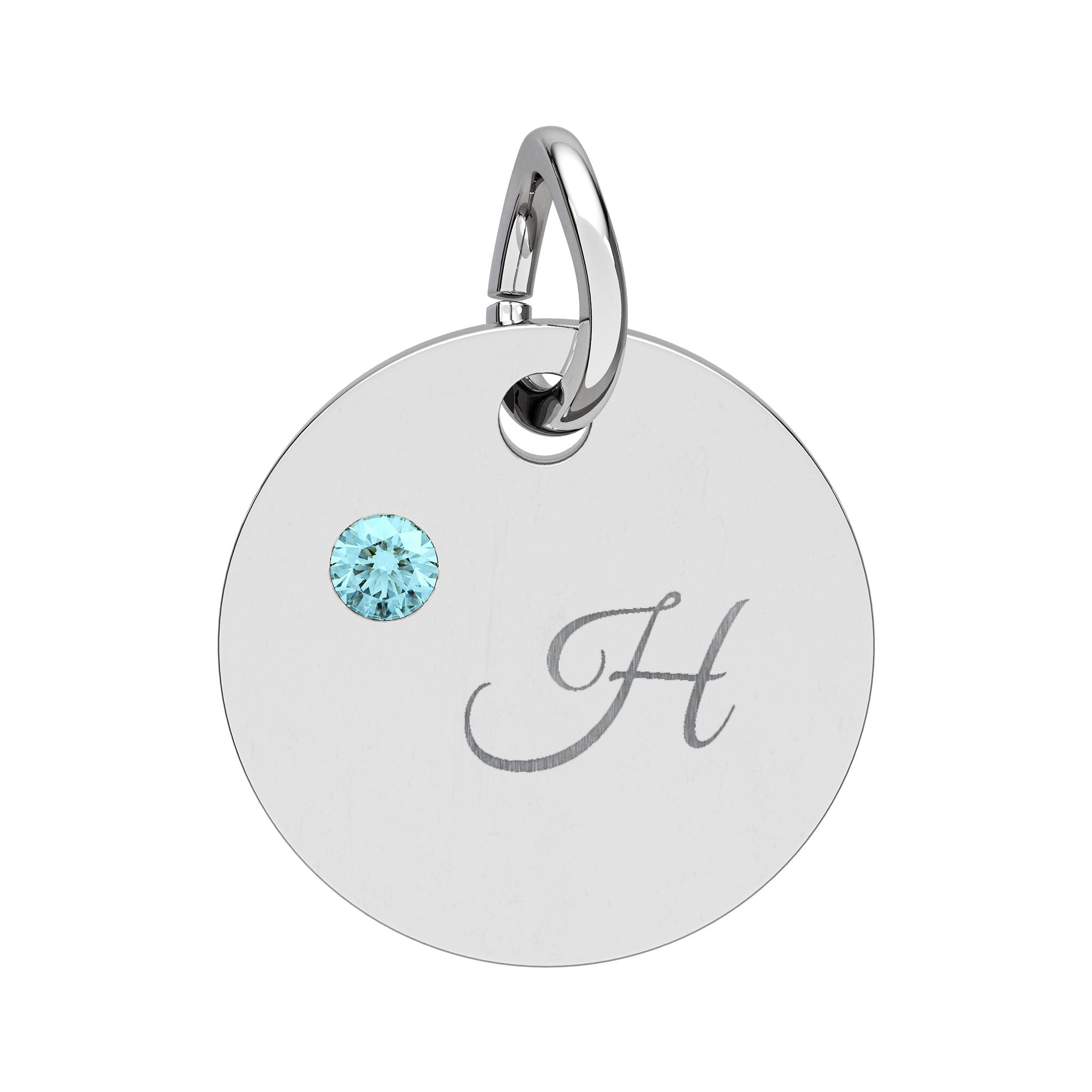 Engraved gold or silver initial Birthstone Circle Charm charm La Vie Bien Engraved gold or silver initial Birthstone Circle Charm