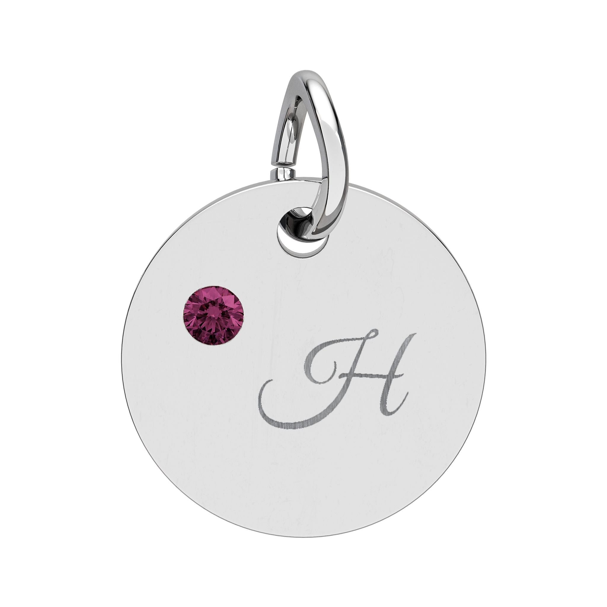 Engraved gold or silver initial Birthstone Circle Charm charm La Vie Bien Engraved gold or silver initial Birthstone Circle Charm