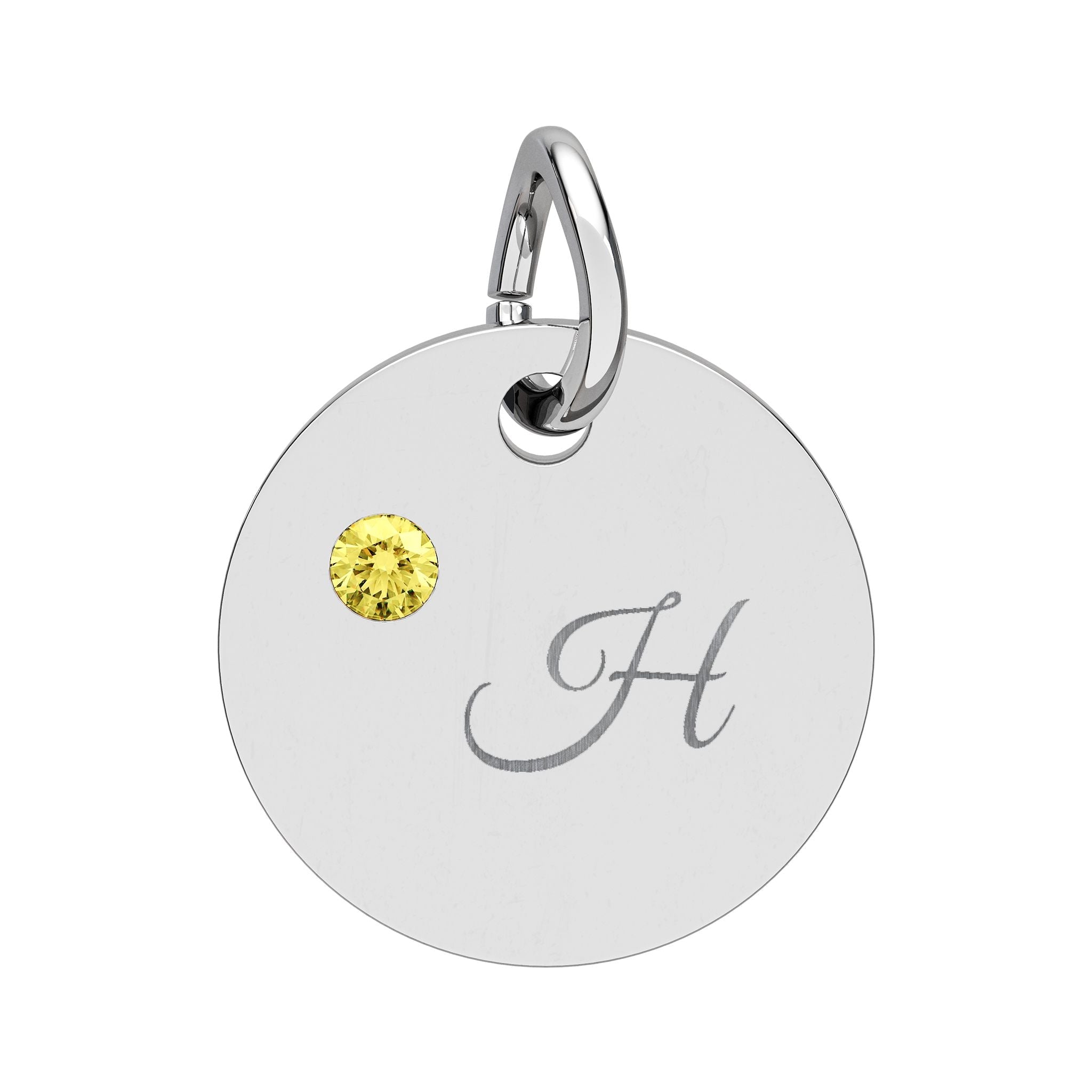 Engraved gold or silver initial Birthstone Circle Charm charm La Vie Bien Engraved gold or silver initial Birthstone Circle Charm