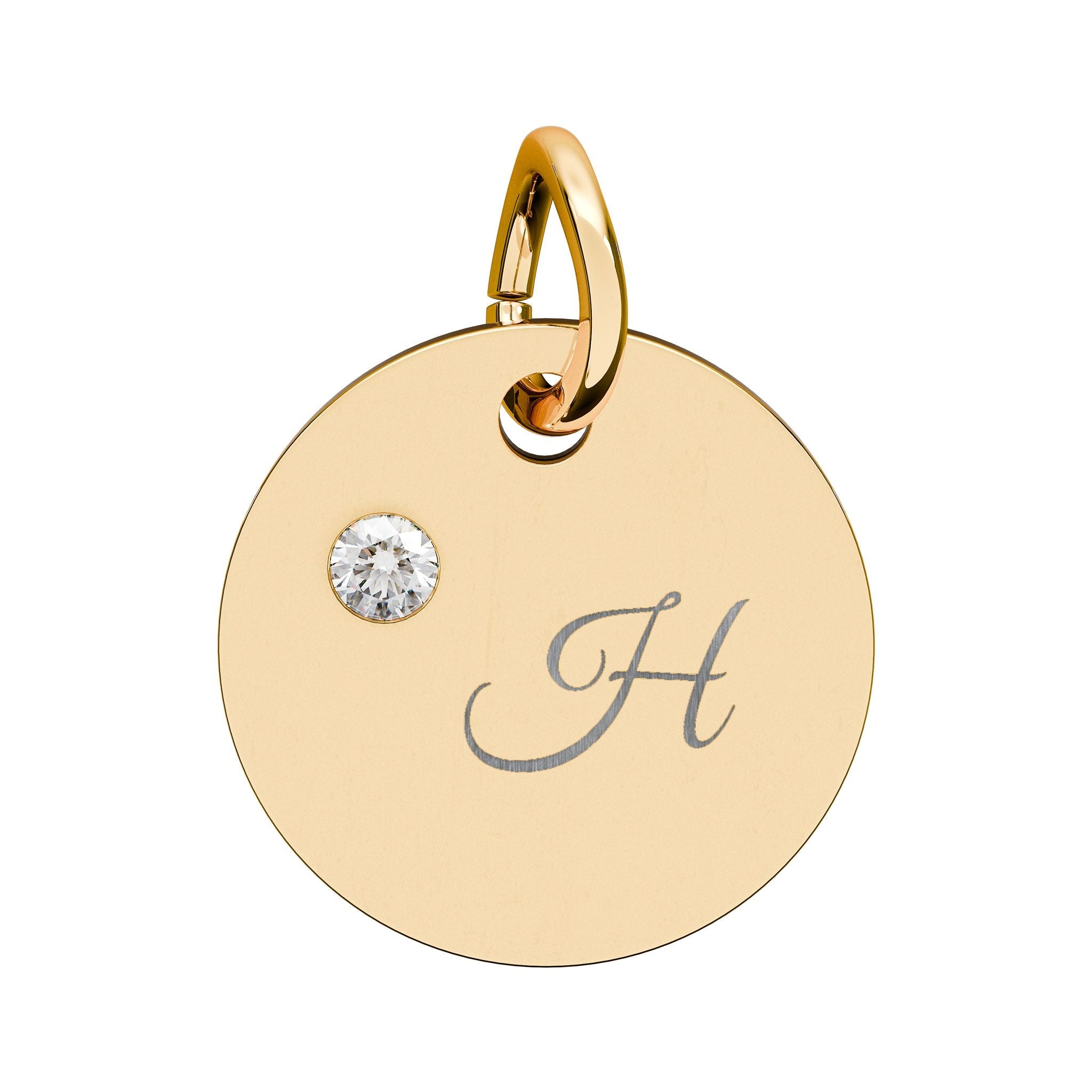 Engraved gold or silver initial Birthstone Circle Charm charm La Vie Bien Engraved gold or silver initial Birthstone Circle Charm