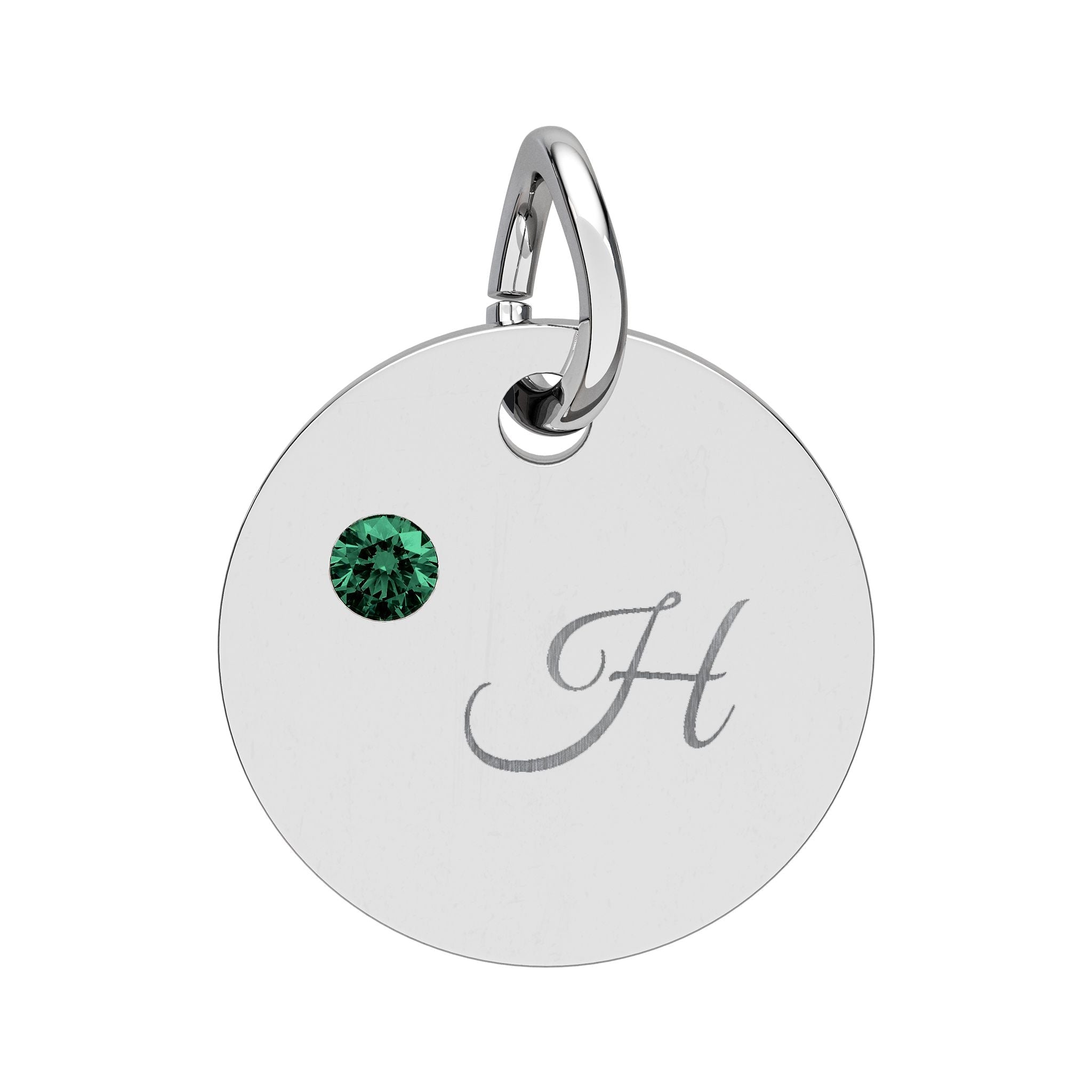Engraved gold or silver initial Birthstone Circle Charm charm La Vie Bien Engraved gold or silver initial Birthstone Circle Charm