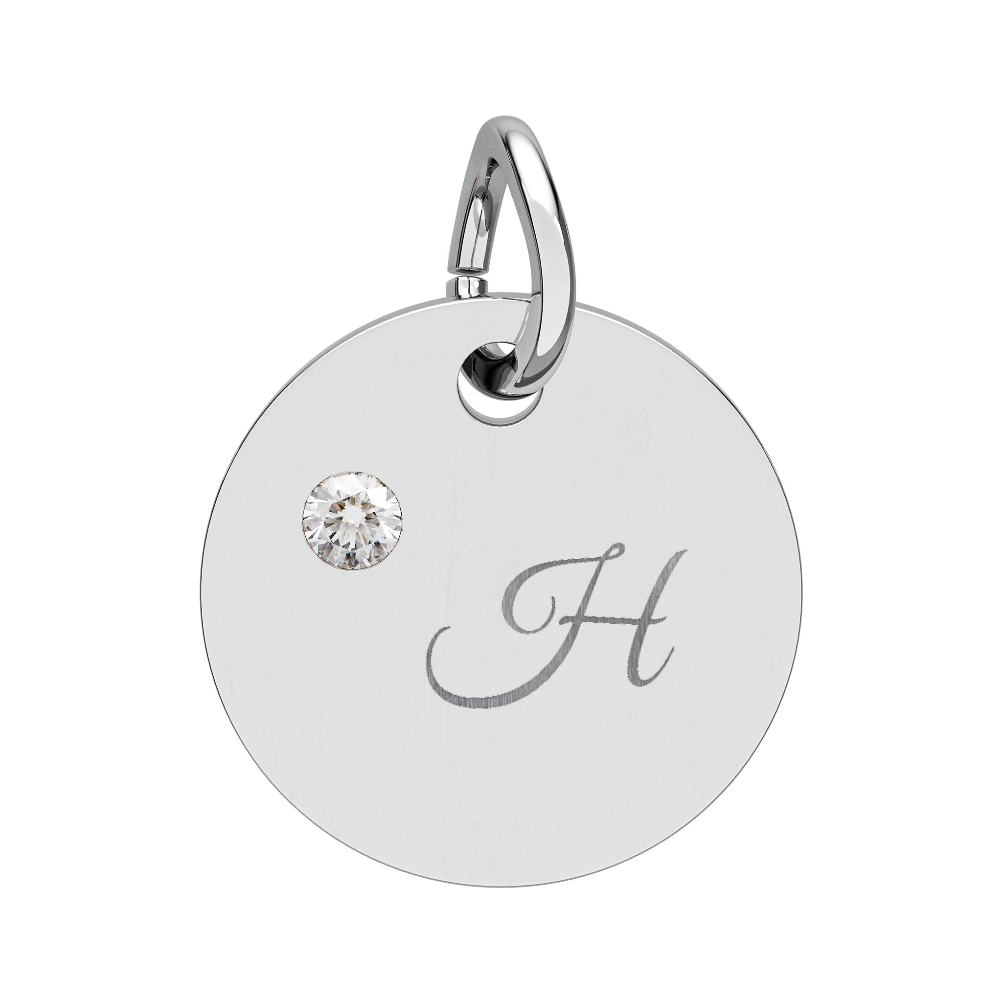Engraved gold or silver initial Birthstone Circle Charm charm La Vie Bien Engraved gold or silver initial Birthstone Circle Charm