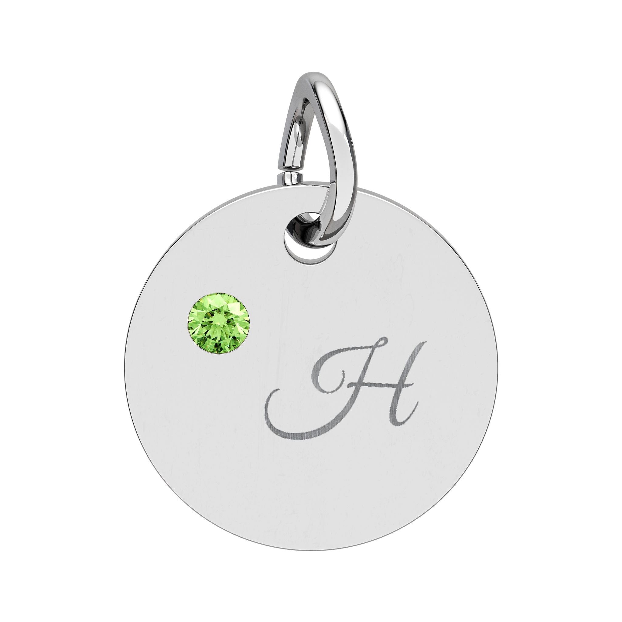 Engraved gold or silver initial Birthstone Circle Charm charm La Vie Bien Engraved gold or silver initial Birthstone Circle Charm