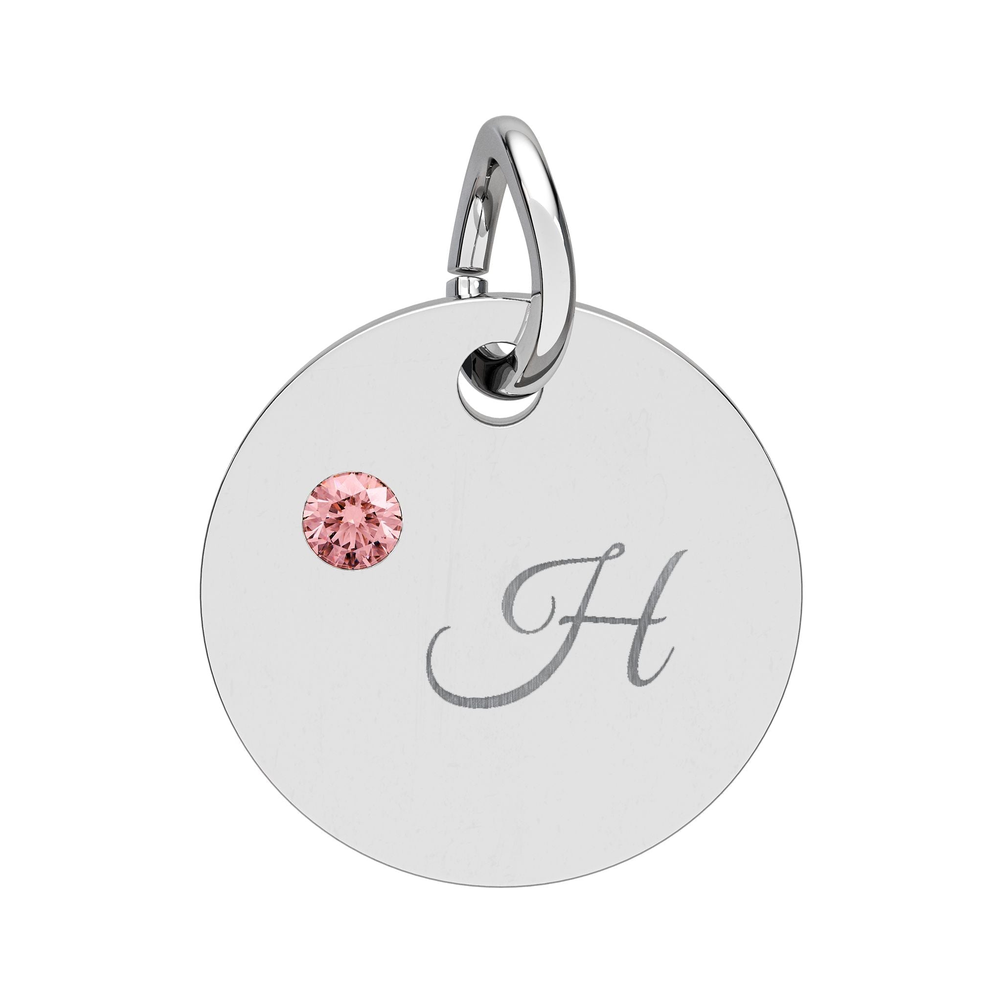 Engraved gold or silver initial Birthstone Circle Charm charm La Vie Bien Engraved gold or silver initial Birthstone Circle Charm