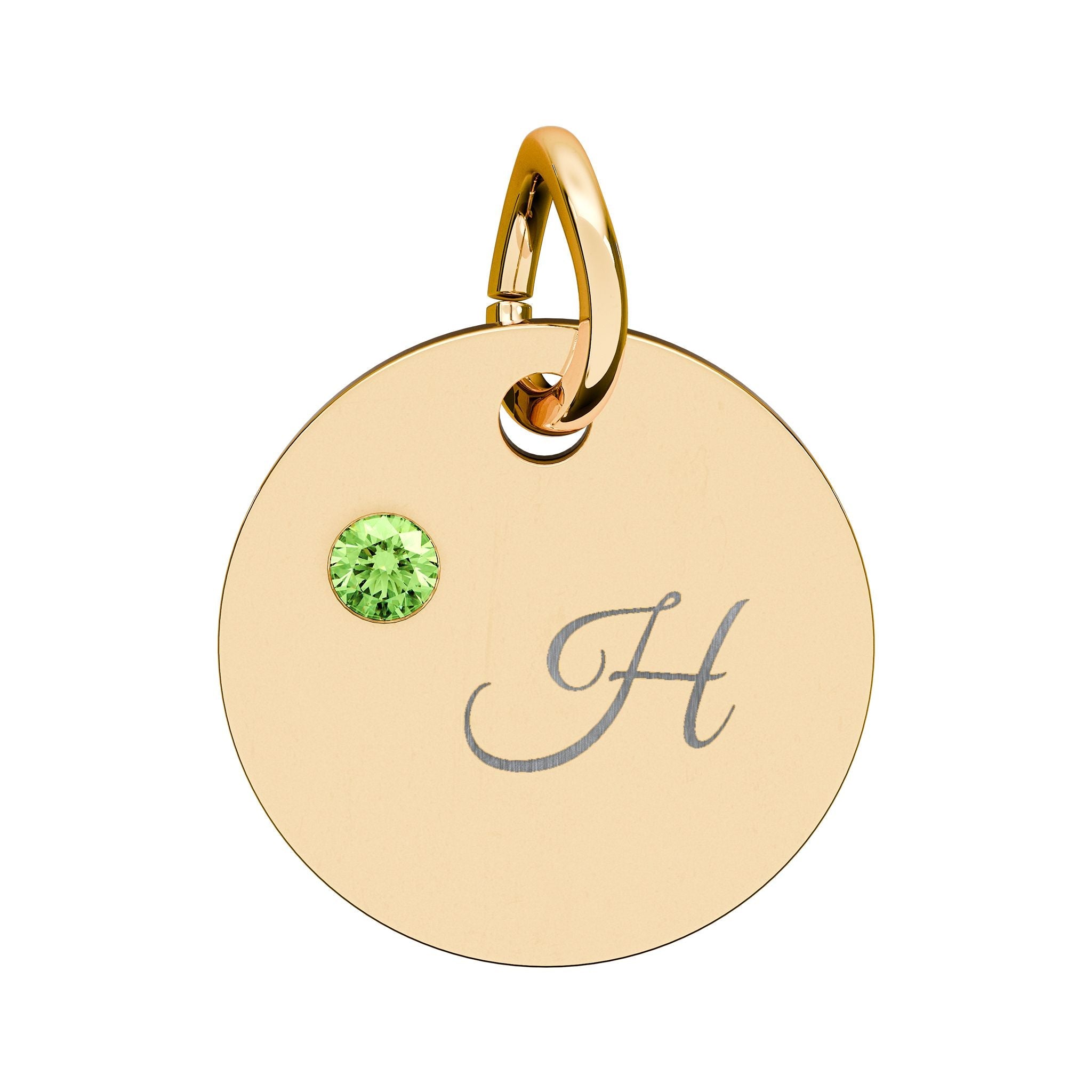 Engraved gold or silver initial Birthstone Circle Charm charm La Vie Bien Engraved gold or silver initial Birthstone Circle Charm