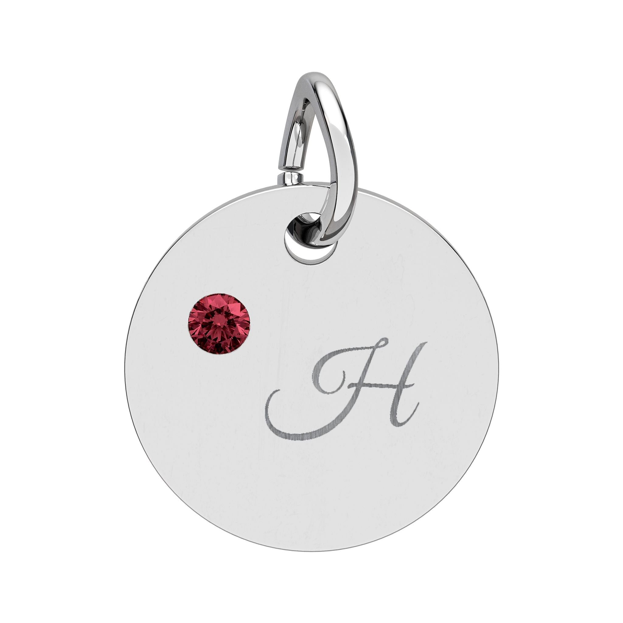 Engraved gold or silver initial Birthstone Circle Charm charm La Vie Bien Engraved gold or silver initial Birthstone Circle Charm