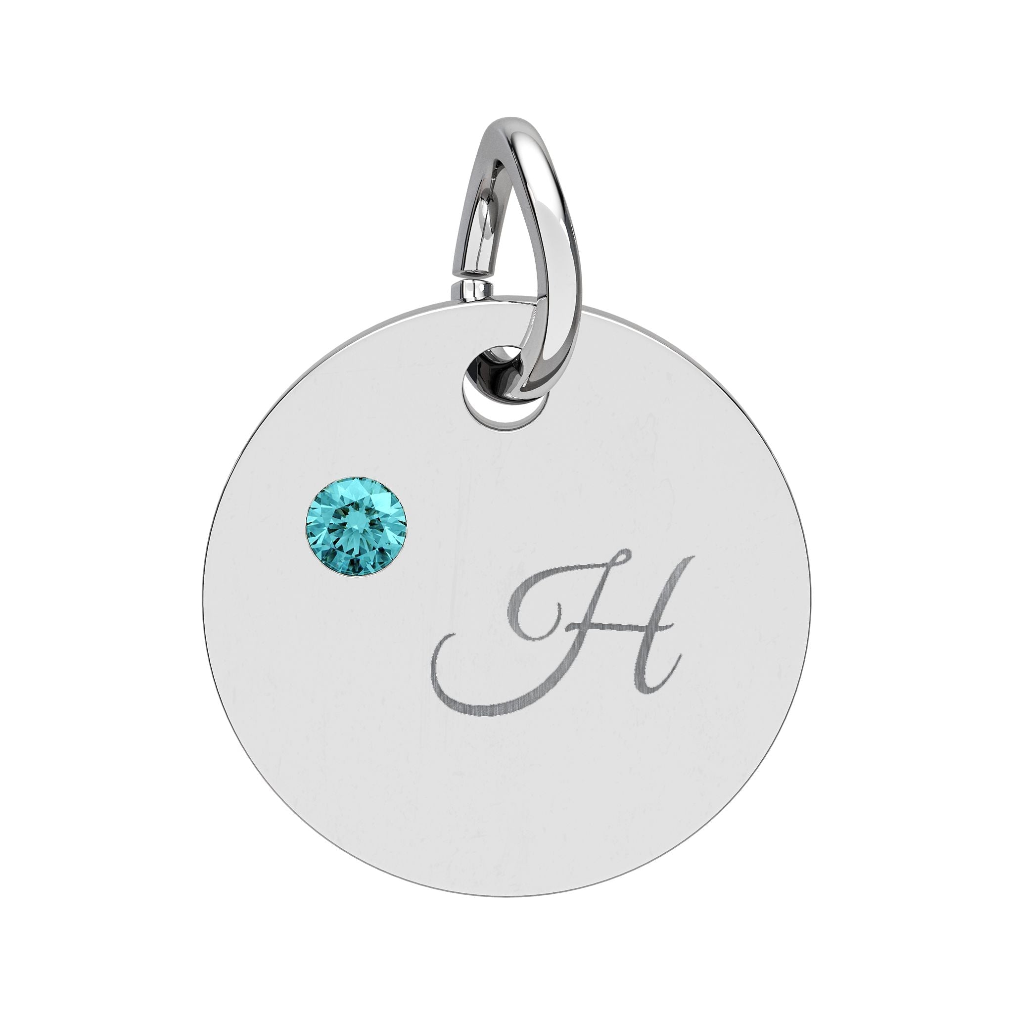 Engraved gold or silver initial Birthstone Circle Charm charm La Vie Bien Engraved gold or silver initial Birthstone Circle Charm