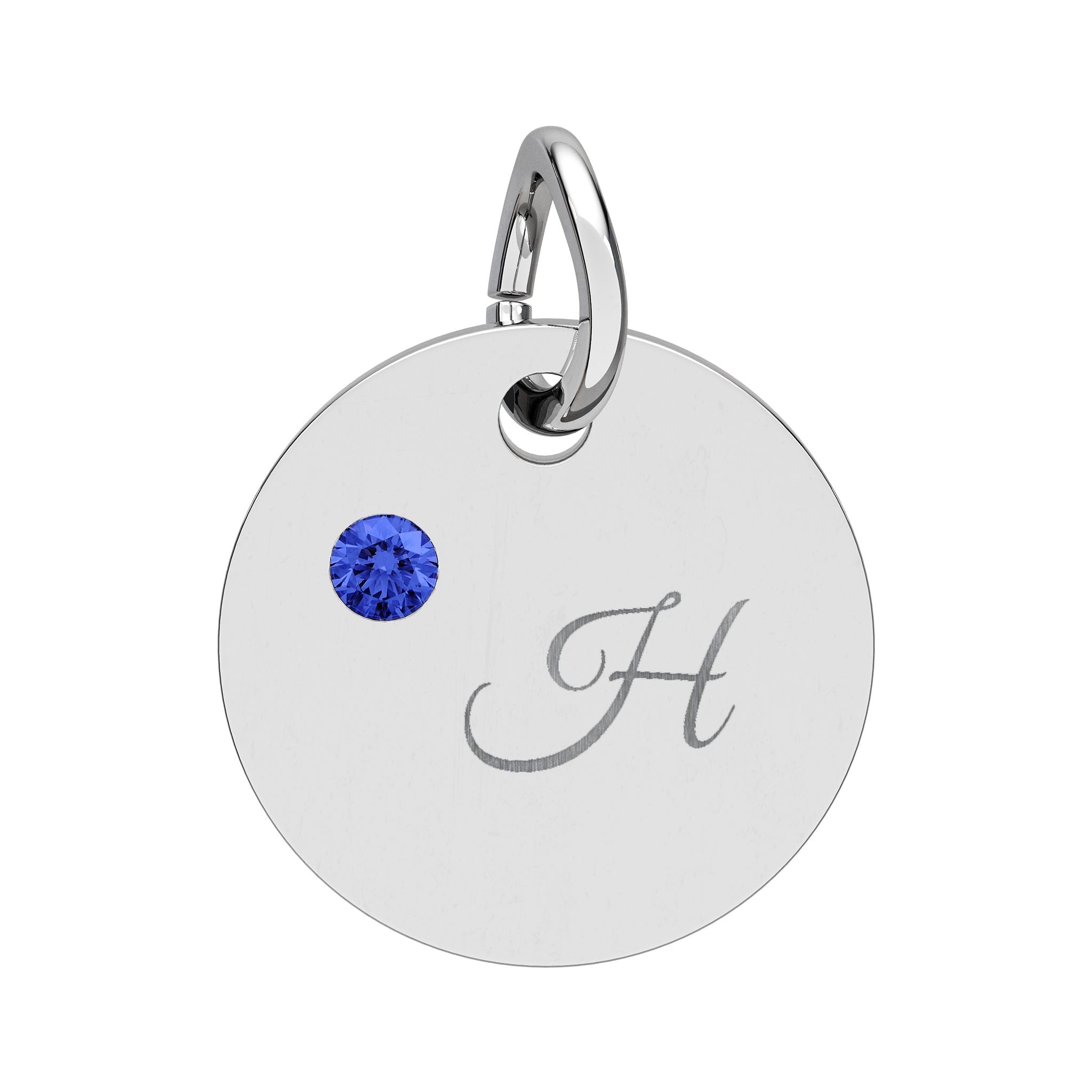 Engraved gold or silver initial Birthstone Circle Charm charm La Vie Bien Engraved gold or silver initial Birthstone Circle Charm