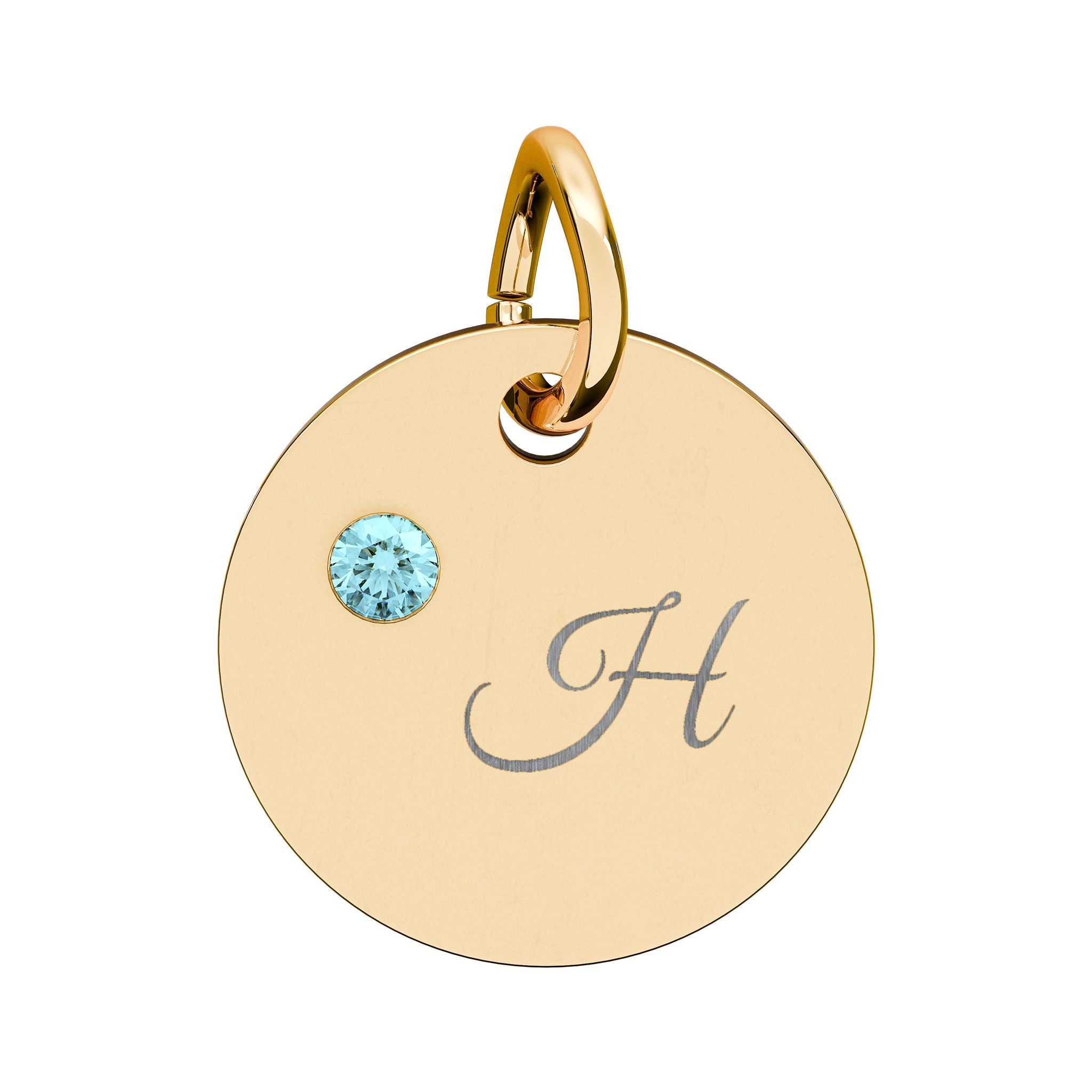 Engraved gold or silver initial Birthstone Circle Charm charm La Vie Bien Engraved gold or silver initial Birthstone Circle Charm