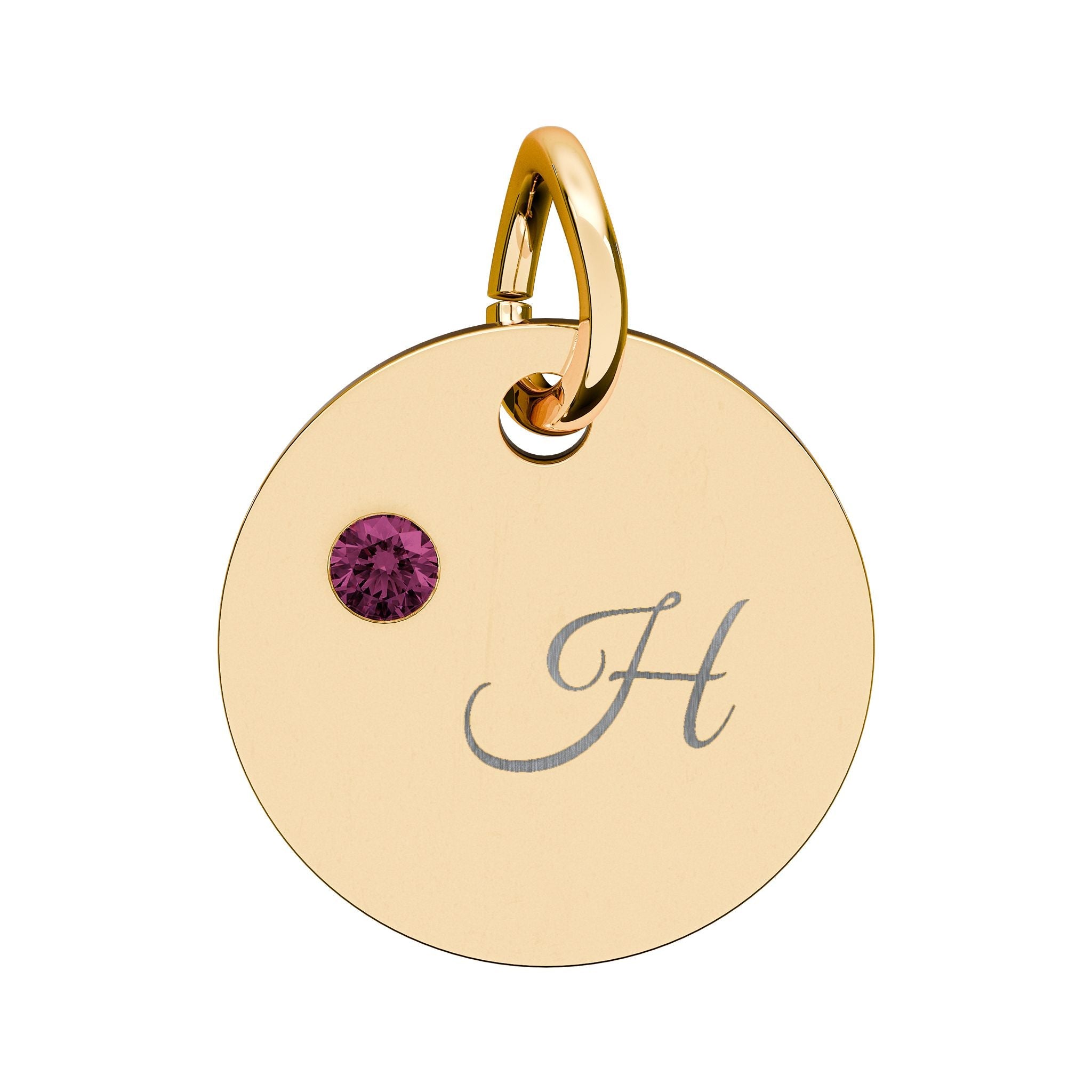 Engraved gold or silver initial Birthstone Circle Charm charm La Vie Bien Engraved gold or silver initial Birthstone Circle Charm