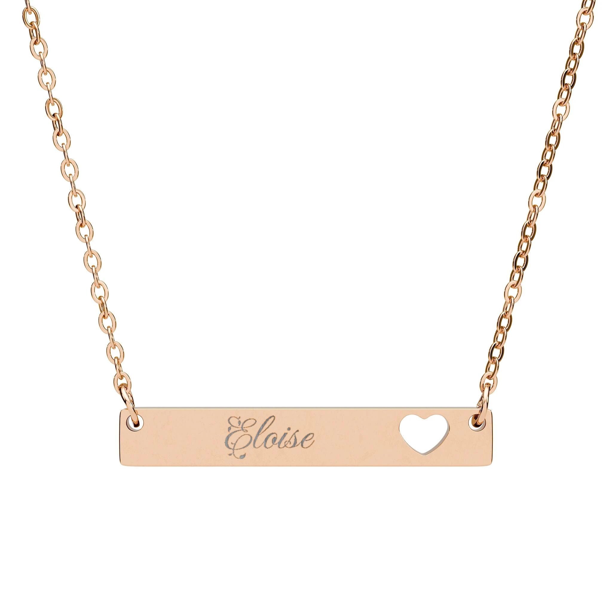 Engraved Heart Bar Necklace - Personalized Jewelry, Gift for Her, Love Necklace, Anniversary Gift, Custom Name Necklace by Printify